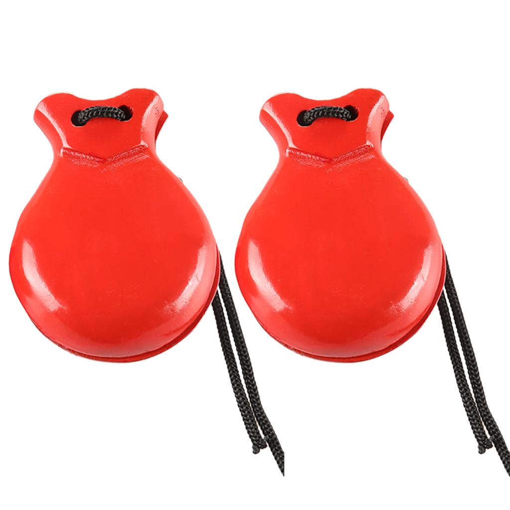2 Pcs Spanish Castanets with String Traditional Flamenco Castanets Wood Percussion Orff Music Instrument Easy To Play