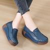 Retro Women Platform Shoes Leather Wedges Slip-on Loafers Anti-slip Walking Casual Footwear for Working Traveling