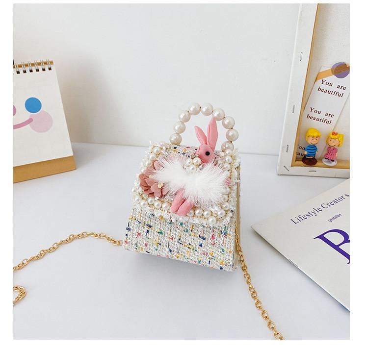 Cartoon Cute Bunny Pearl Handbag With Sequins Breathable Material Crossbody Bag
