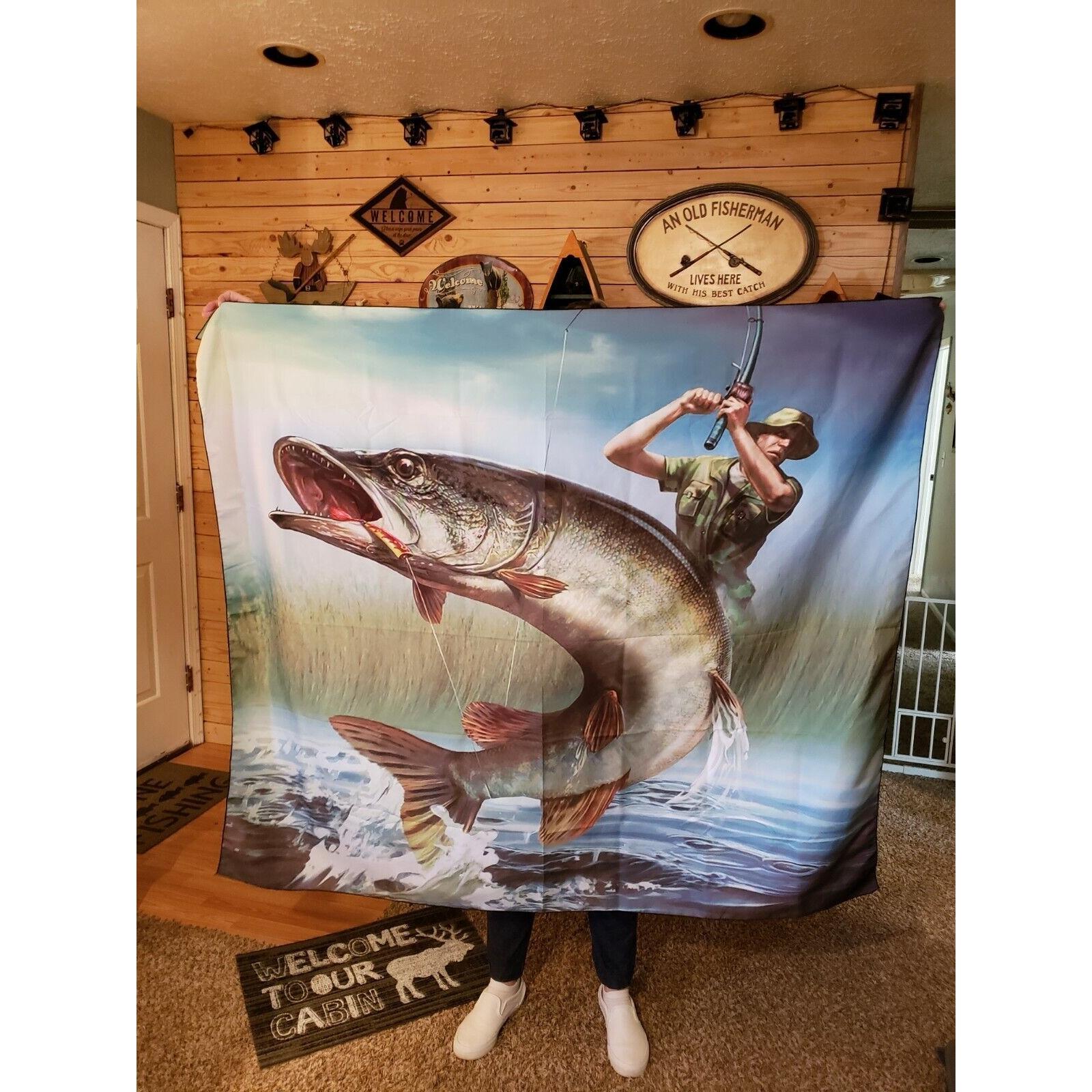 Tapestry fisherman wildlife x huge 75x100