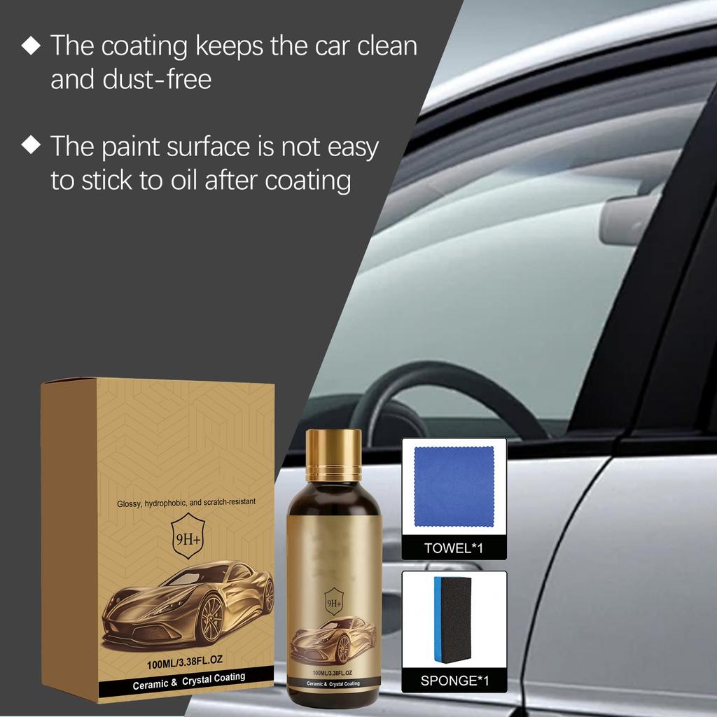 Car Ceramic Coating Kit: Enhances Car Paint , Resists Stains And Scratches, Hydrophobic, And Easy To Clean 100ml