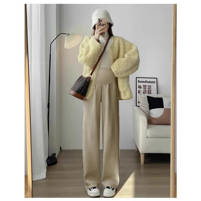 Maternity Pants Autumn and Winter Wear European Cotton Lint Wide-leg Pants Loose Large Size Casual Support Long Leggings Spring and Autumn Winter Wear