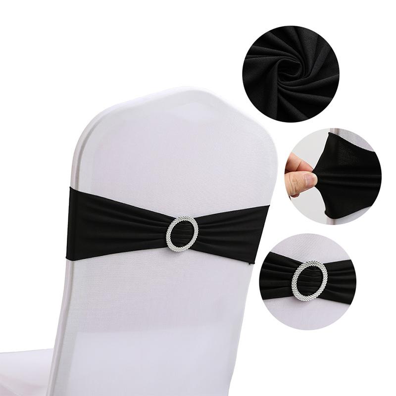 LMETJMA 10 Pcs Spandex Chair Sashes Premium Stretch Bows With Buckle Slider Universal Elastic Bands for Wedding Party Banquet