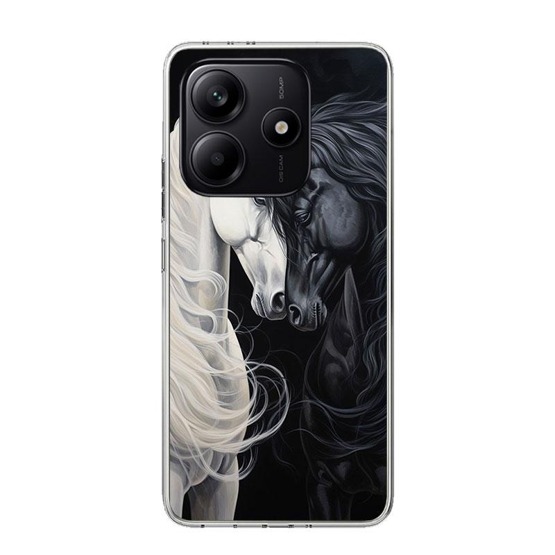 Animal Black Horse Case Phone Cover for Xiaomi Redmi Note 14 13 12S 12 11S 11 11T 11E 10S 10 Pro Plus 9 9S 5G + Trend Fundas