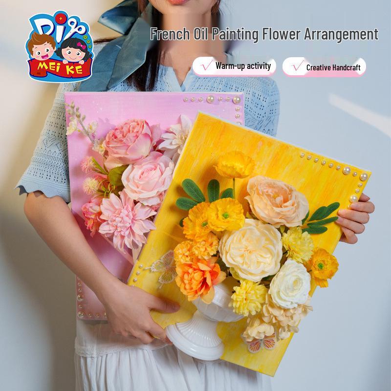 Meike Creative DIY French Flower Painting Activity: Handmade Fun for Parent-Child and Team Art Salon