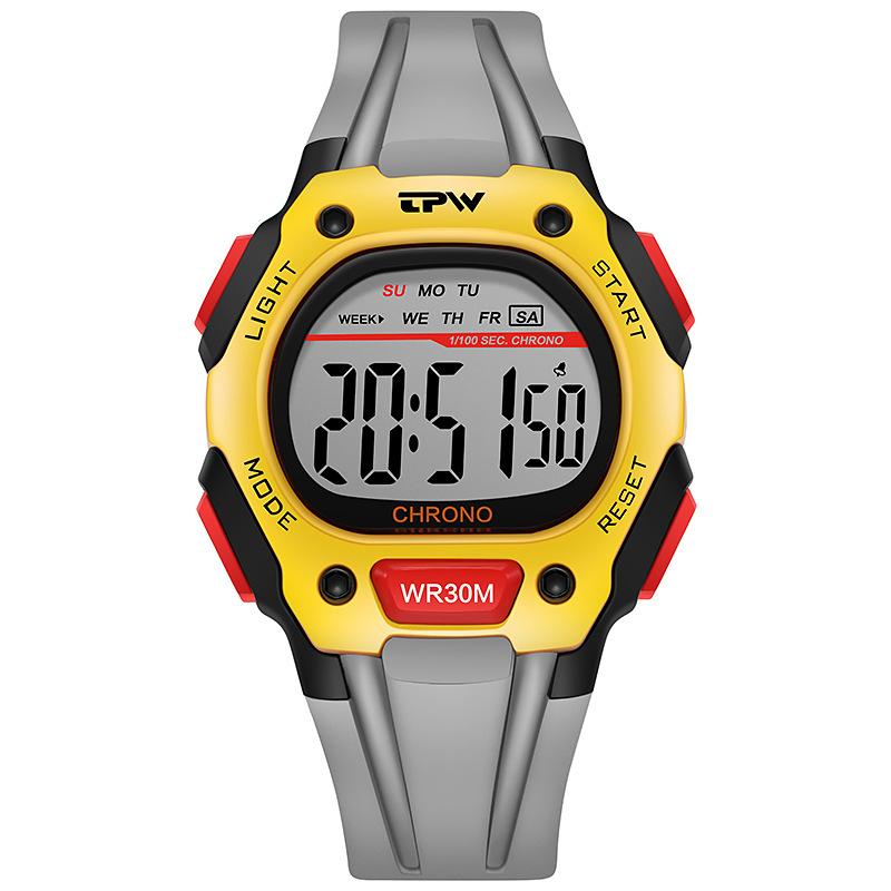 

Модные уличные спортивные часы, мужские многофункциональные часы, будильник, хронограф, 5 бар, водонепроницаемые цифровые часы серый
