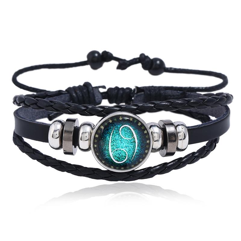 Luminous Zodiac Cowhide Bracelet - Multi-layer Starry Sky Leather for Couples