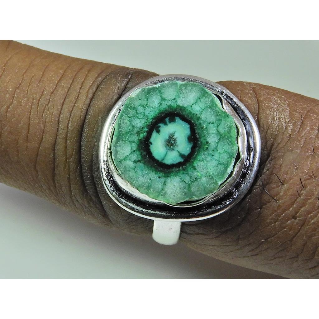 Color Enhanced Solar Druzy 925 Solid Sterling Silver Ring Size US-8 PG-127