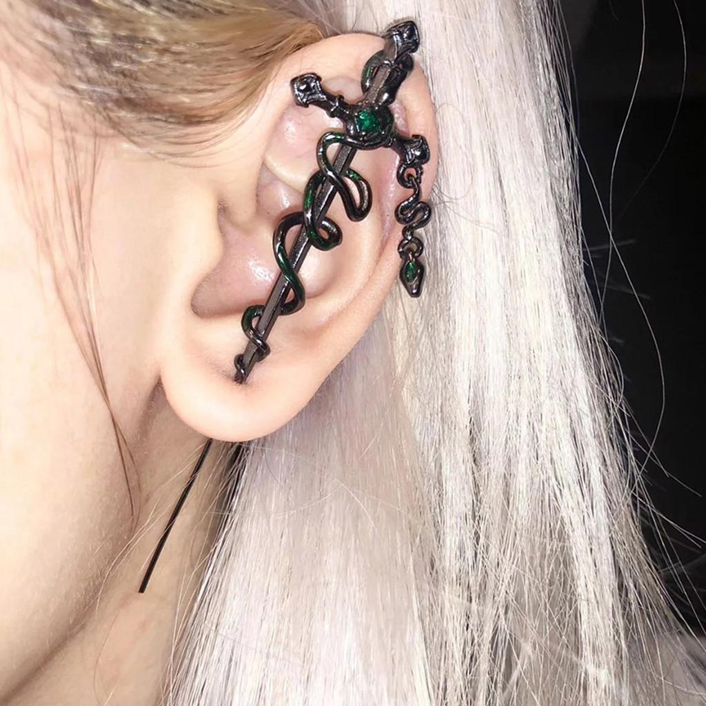 Gothic Snake Ear Cuff With Thorns Designs Jewelry Accessory for Trendy Fashion Enthusiasts Seek Unique Styles Daily Use