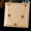 Vergoldetes Edelstahl Mehrfarbiges Blumenkristall Schmuckset (Halskette + Ohrringe) für Frauen