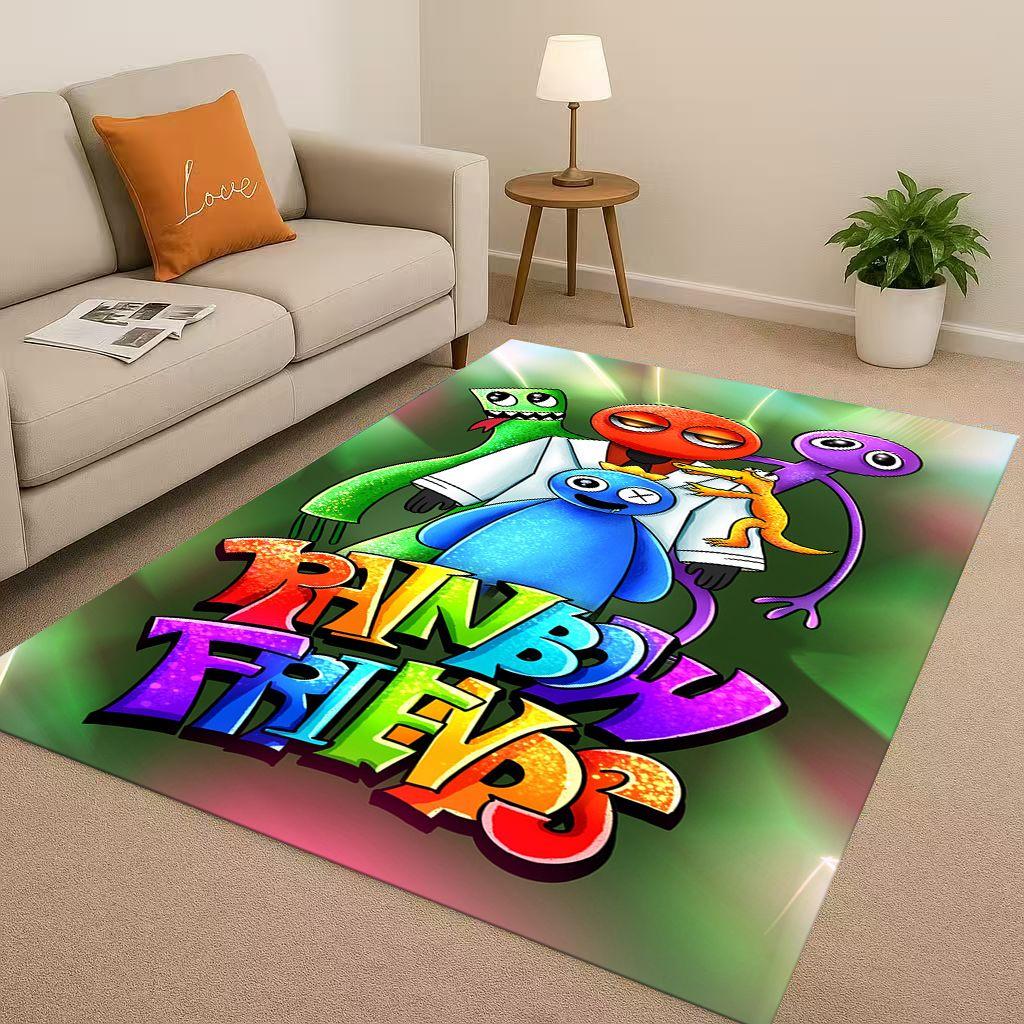 3D R Rainbow Friends Game Cartoon Living Room Non Slip Area Rug Carpet for Bedroom Playroom Sofa,Easy Clean Home Decor Doormat