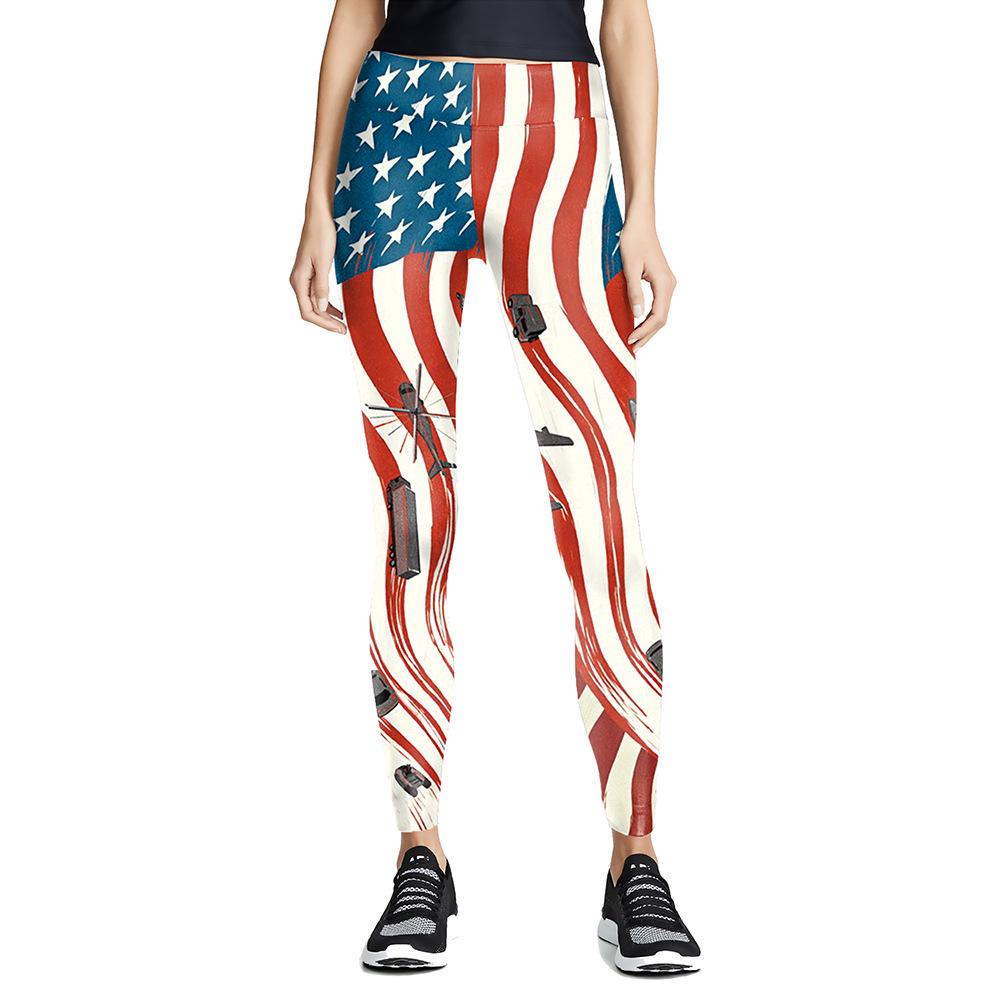 

Independence Day Digital Print Skinny Yoga Fitness Pants Small