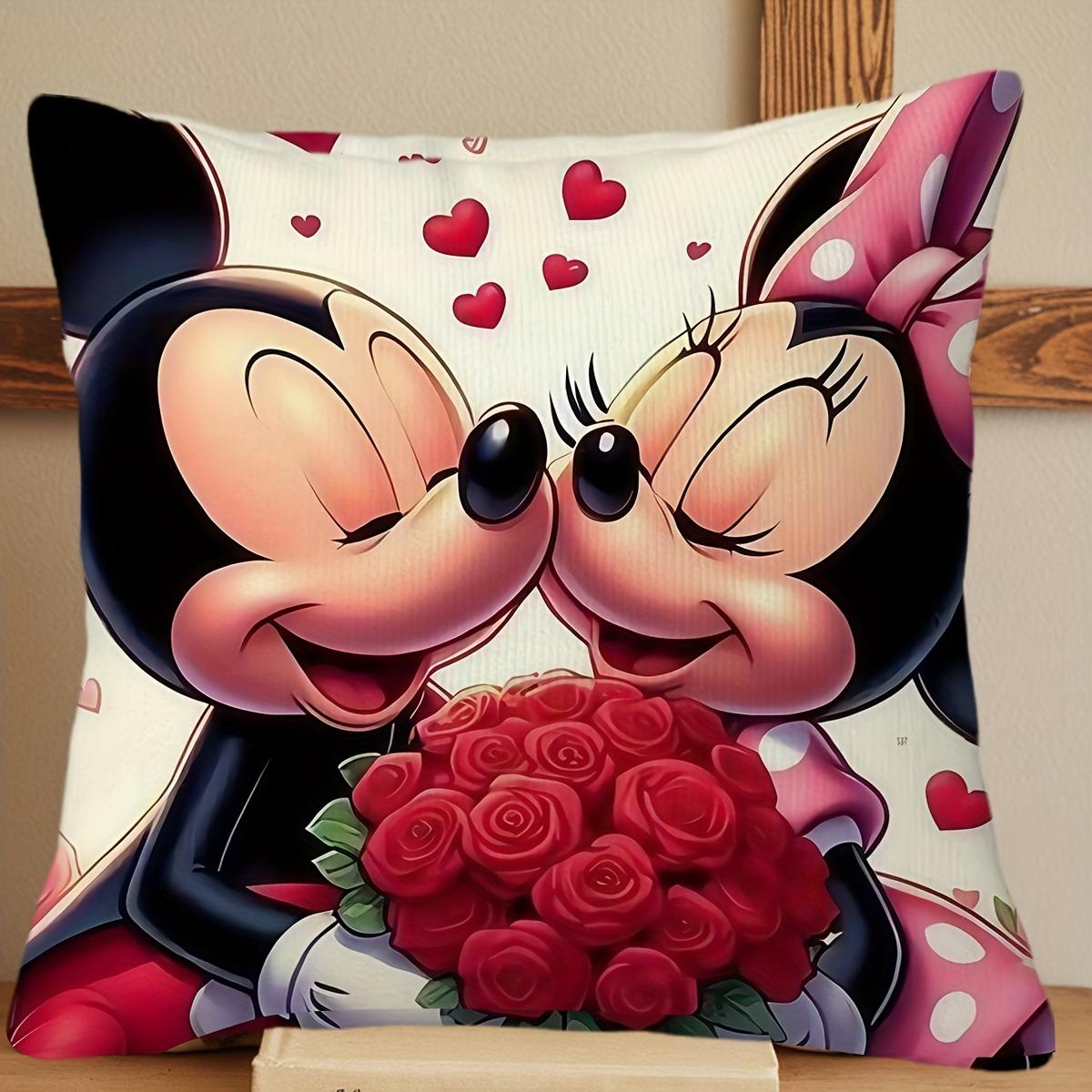 

Romantic Minnie and Mickey Mouse Kissing on Pillowcase: Perfect for Valentine s! Sofa cushion cover,bedroom room home decoration 16x16Inch