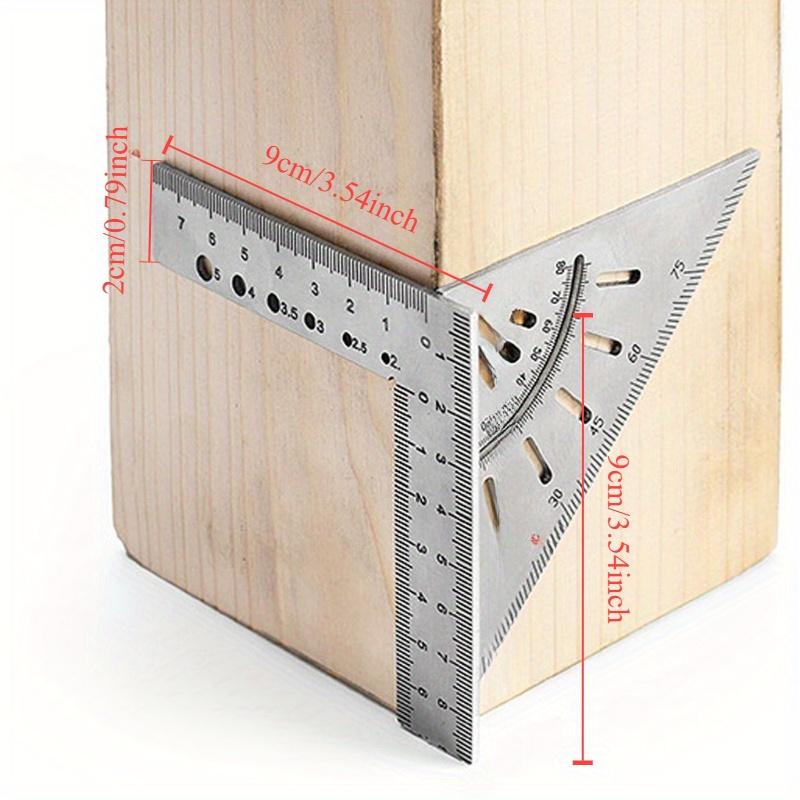Woodworking Line Ruler Multifunctional Marking Angle Ruler 45 Degree Angle Ruler with Seat Triangular Ruler for DIY Woodworking. Beige
