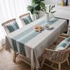 Striped Linen Tablecloth with Fringe Rectangular Table Cover Fresh Simple Elegant Dining Table Runner