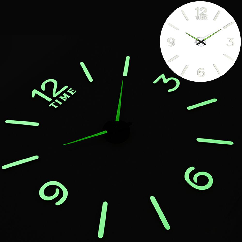 New Luminous Wall Clock Large Watch Horloge 3D DIY Acrylic Mirror Stickers Quartz Duvar Saat Klock Modern Mute