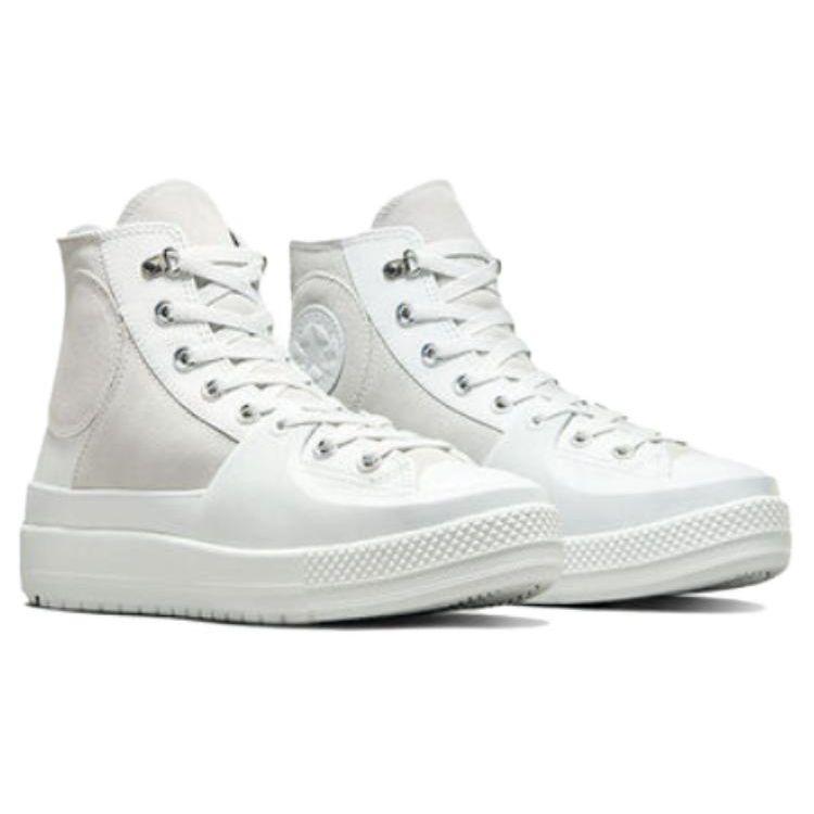 Converse Everyday Versatile Leather High-Top Canvas Shoes Unisex Sneakers White Gray A05615C