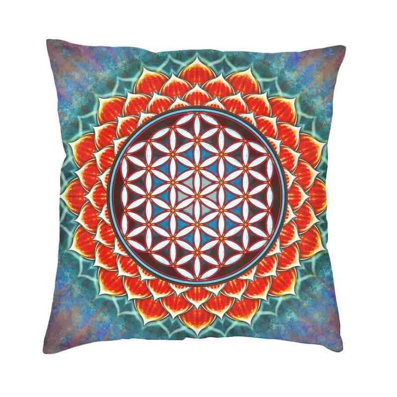 Sacred Geometry Flower Of Life Kuddfodral 45*45cm för vardagsrumssoffa Geometrisk Mandala Kuddfodral Sammets örngott