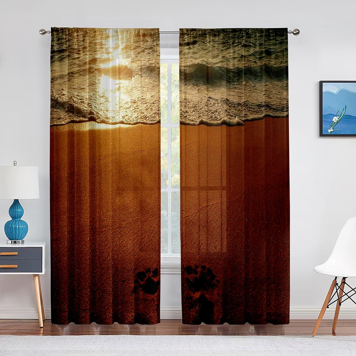 Океан Морской пейзаж Пляж Летний отдых Тема Тюль Шторы для гостиной Спальня Украшения — фото 14