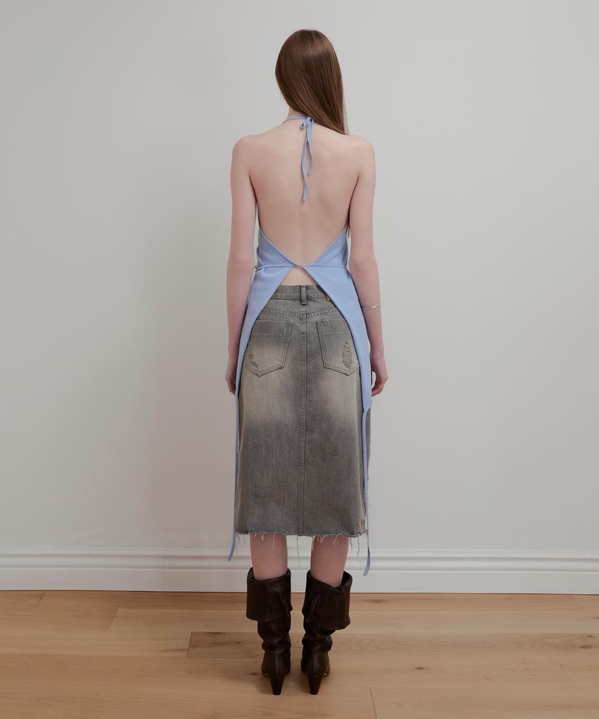 Aobteu Layered Halter Neck Knit - Sky