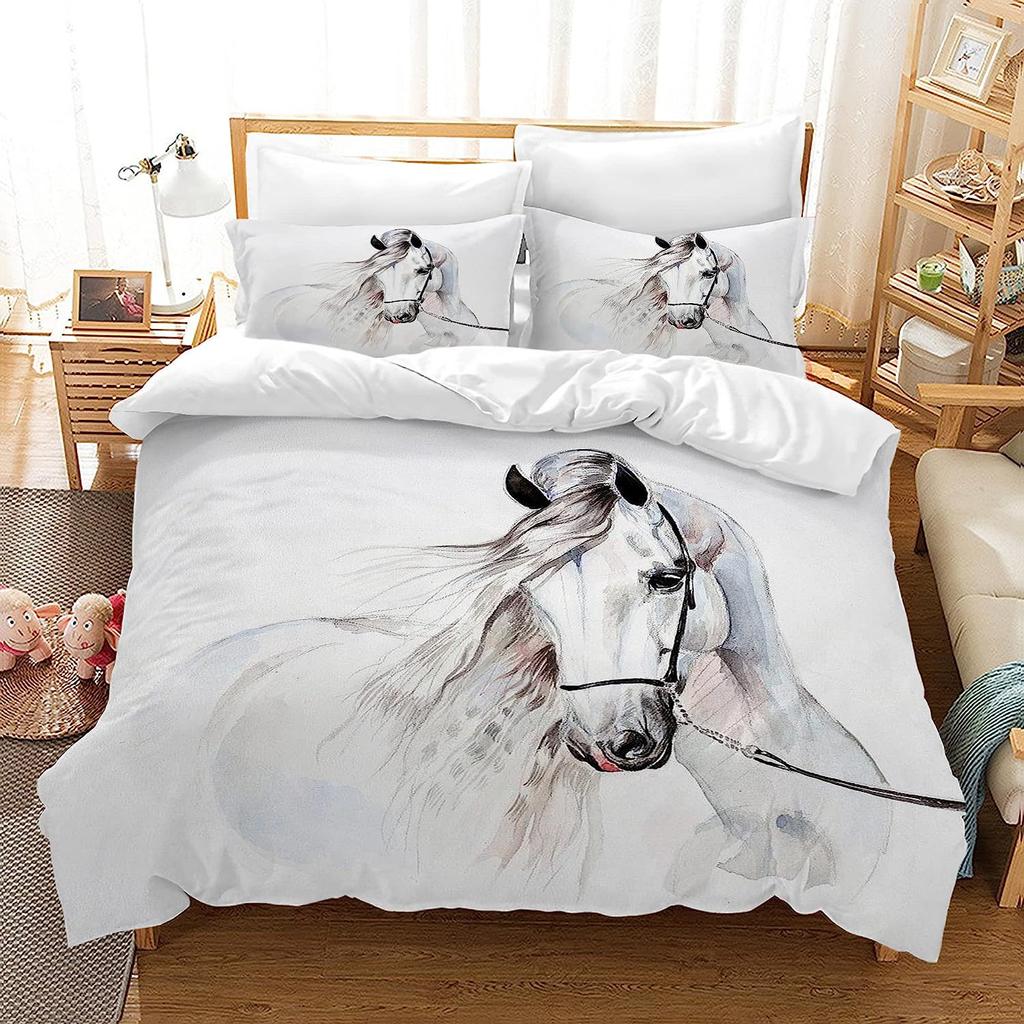 Running Unicorn Horse Bedding Set 3D Print Polyester Duvet Cover Single Twin Queen King Size for Home Decoration Birthday Gift