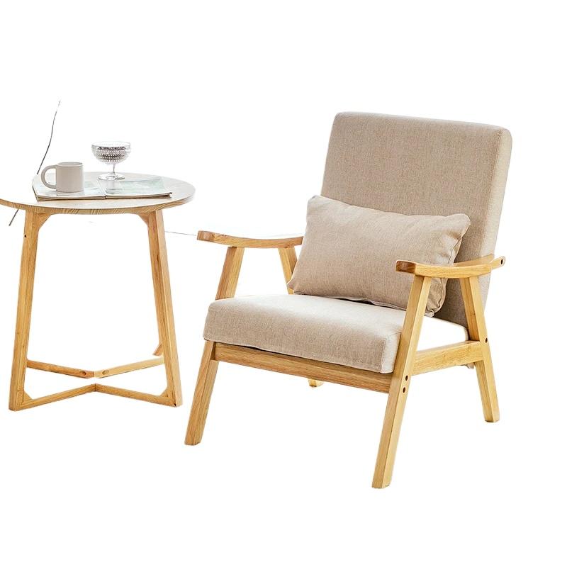 Solid Wood Single Sofa Chair Boutique Hotel Guestroom Seat Balcony Leisure Lounge Chair for Cozy Spaces