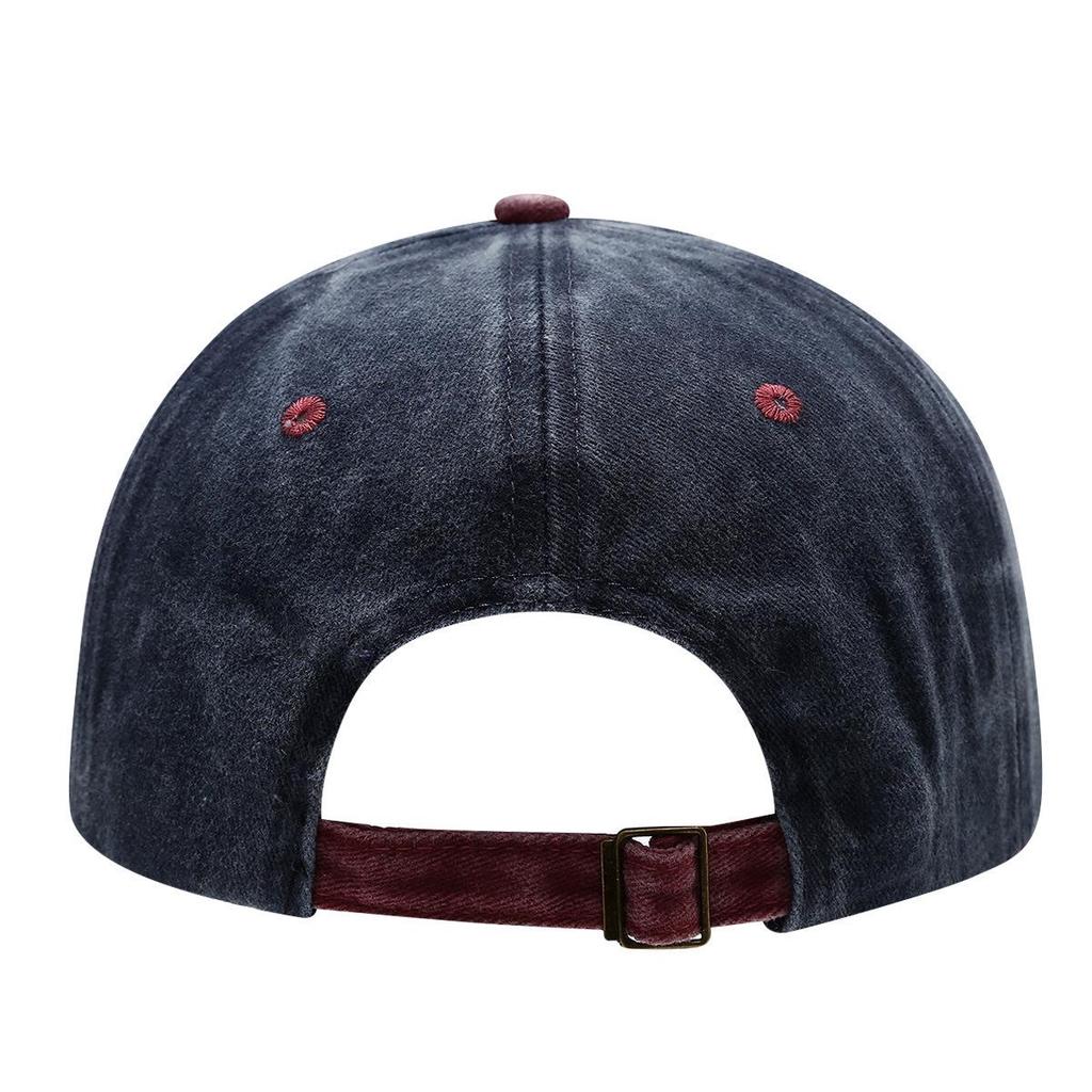 European & American Retro Color Block Baseball Cap - Washed Cotton Duckbill with Soft Brim & Sun Protection, Custom Logo Embroidery.