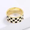Klassischer Ring für Frauen, Tropfenöl, Schwarz-Weiß-Karo-Ring, Hochzeit, Brautschmuck, Fingerring, Party-Schmuck, Ring, Party-Schmuck, handgefertigter Emaille-Ring