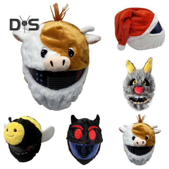 Plush Motorcycle Helmet Cover Decorative Dustproof Universal Cartoon Devil Bunny Bee Santa Cow Motorbike Full Helmet Protector Guard