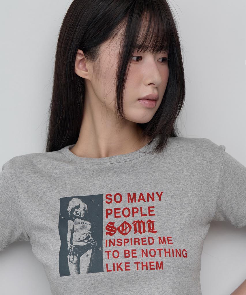 5OML People Slim Short Sleeve Melange Gray