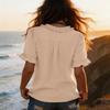 Women's Casual V Neck Pleated Blouse Short Sleeve Lightweight Relaxed Fit Top for Everyday Wear Summer Fashion