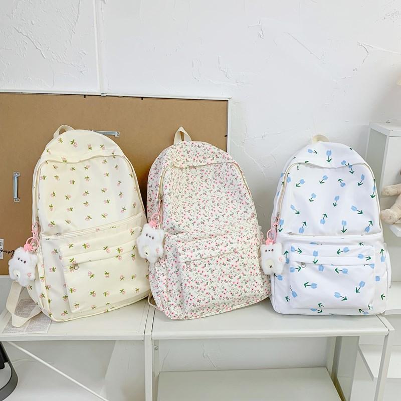 Japanese Floral Soft Girl Sweet Girl Backpack Female Korean Version Schoolbag Ins Niche Style Junior High School Class Backpack