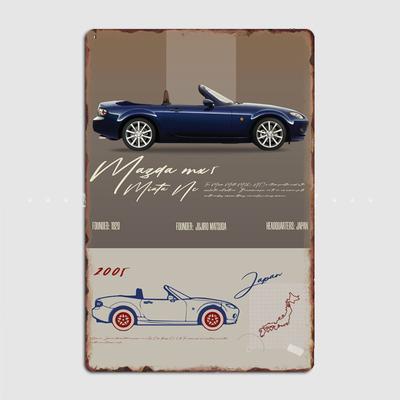 Κλασικό Σπορ Αυτοκίνητο MX 5 Miata NC Μπλε Πλάνο Μεταλλική Πινακίδα Πόστερ Λέσχη Σπίτι Υπνοδωμάτιο Μπαρ Κλασική Μεταλλική Πινακίδα Διακόσμηση Δωματίου Διακόσμηση Τοίχου