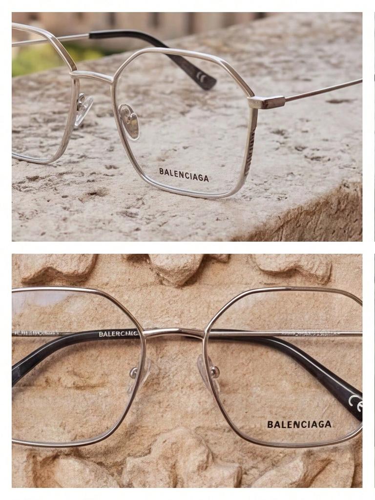Balenciaga BB0198O Silver Geometric Eyeglasses Frame