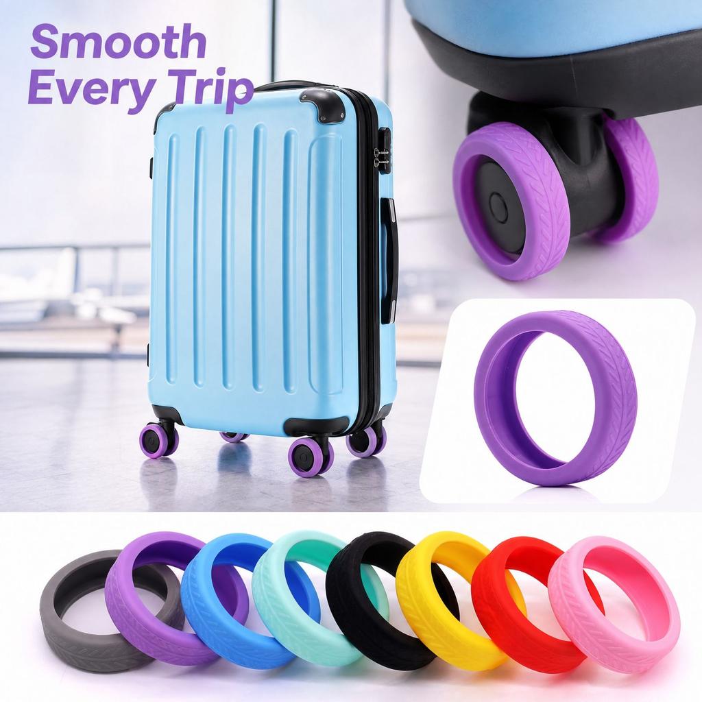 Luggage Caster Wheel Covers Silicone Noise Reduction for Suitcase Travel Accessories