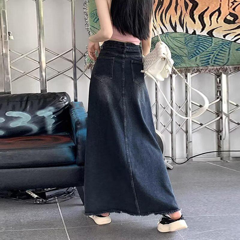 2024 Slim High-Waist A-Line Denim Skirt for Women - Spring & Autumn Collection