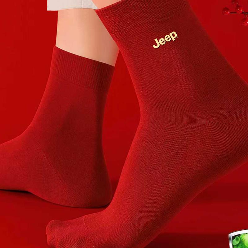 JEEP Men s Lucky Red Pure Cotton Winter Socks One Size