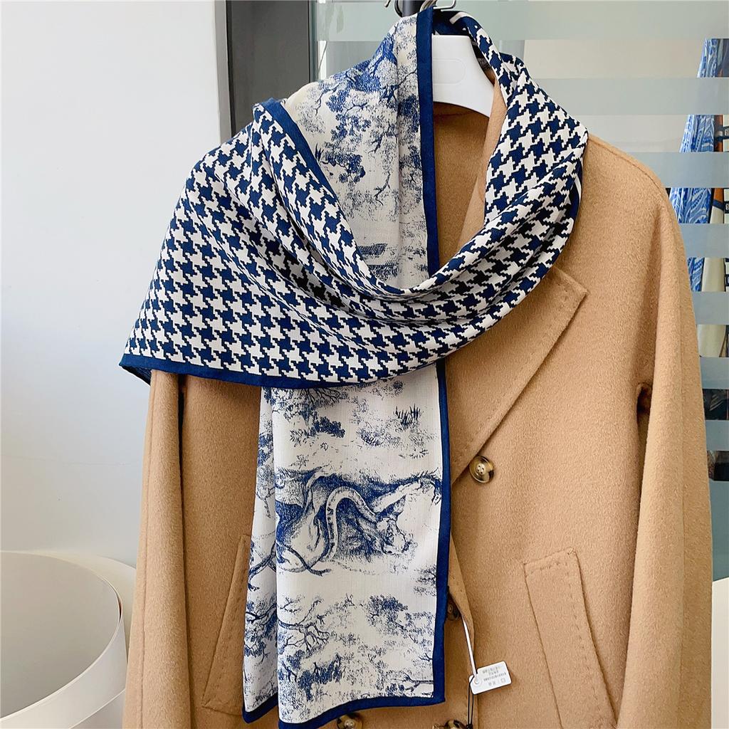 Gift for Mom Thin Silk Scarf Small Shawl for Women 2024 New Long Style Elegant Fashionable Large Ribbon Decoration