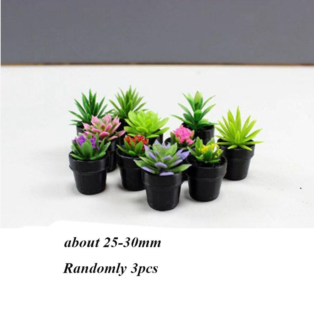 3pcs New 1:12 Dollhouse Miniature Potted Plant Multistyles Mini Bonsai Garden Home Model Play House Decor Doll House Accessories