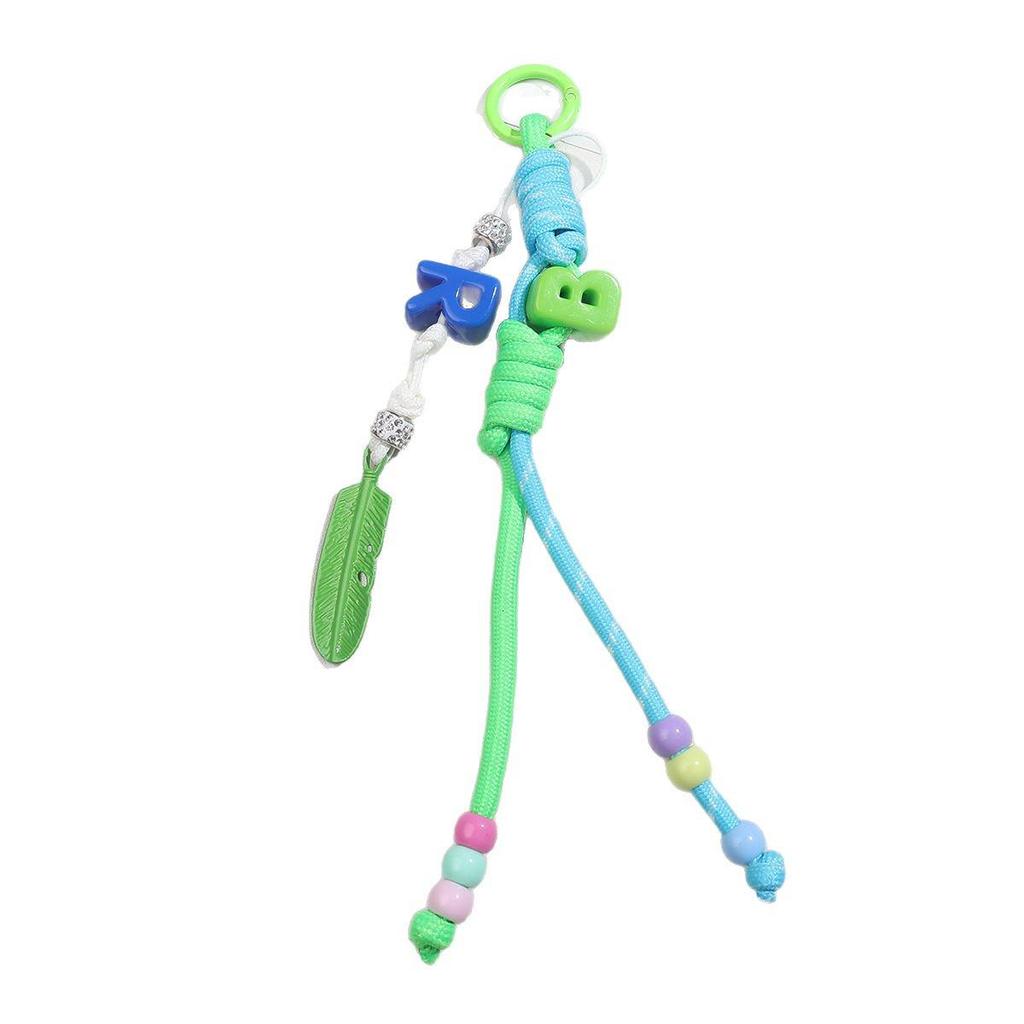 Korean High-End Bag Charms: Personalized Acrylic Letter Beads & Colorful Woven Lanyard