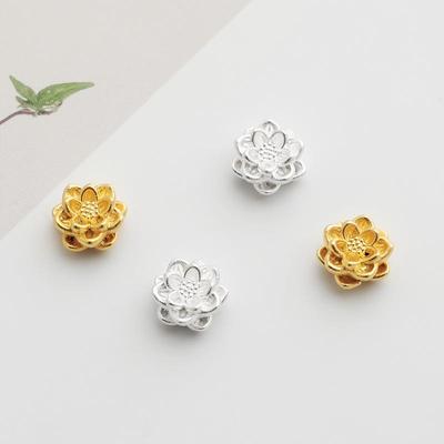 Mărgele distanțiere Lotus 3D din Argint Sterling placat cu Aur pentru Brățări Bijuterii DIY
