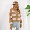 Women S V Neck Lantern Sleeve Contrast Color Short Cardigan Sweater Coat