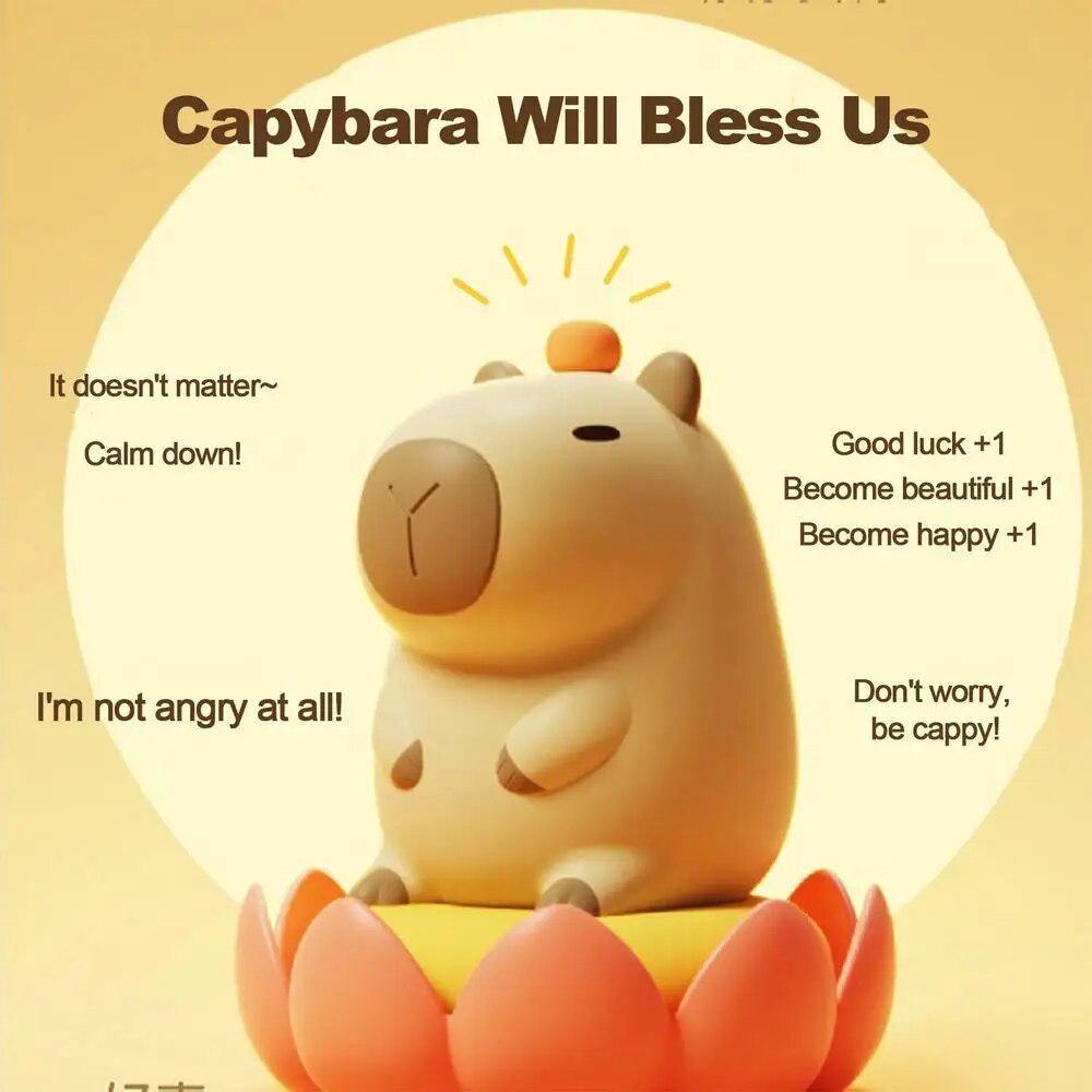 Populær 2024 tegneserie Capybara Silikon Nattlys USB Oppladbar Timing Dimming Sleep Nattlampe for barnerom Søt dekor