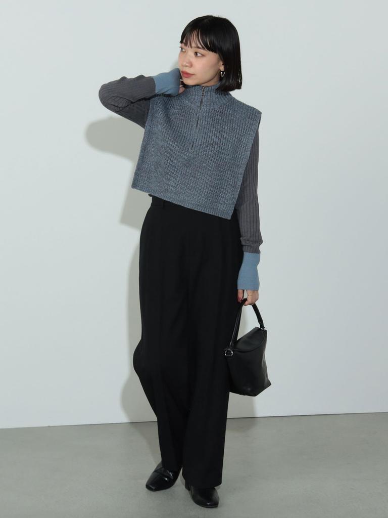 Knit Half Zip Knit CHARCOAL GRAY ONE SIZE [Beams Heart] L/S (Set Item) Women's