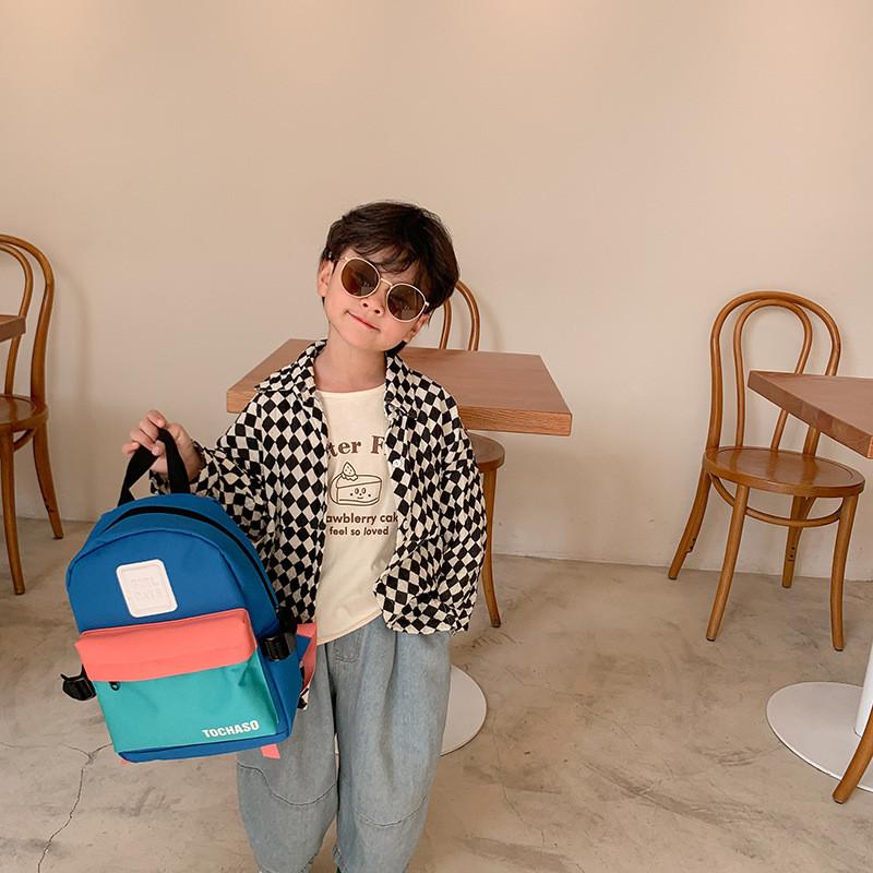 Stylish Korean Color-block Mini Backpack For Boys And Girls In Vibrant Colors
