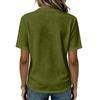Women’s Fashion Solid Pattern Henley Button Neck Short Sleeve Cotton Linen Shirt for Casual and Daily Wear