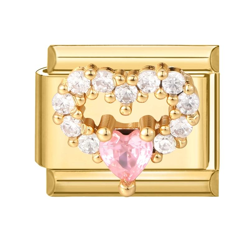 Vintage Golden Charm Zircon Butterfly Bow Cat Flower Italian Charm Links Fit 9MM Stainless Steel Bracelet Women DIY Making Gift