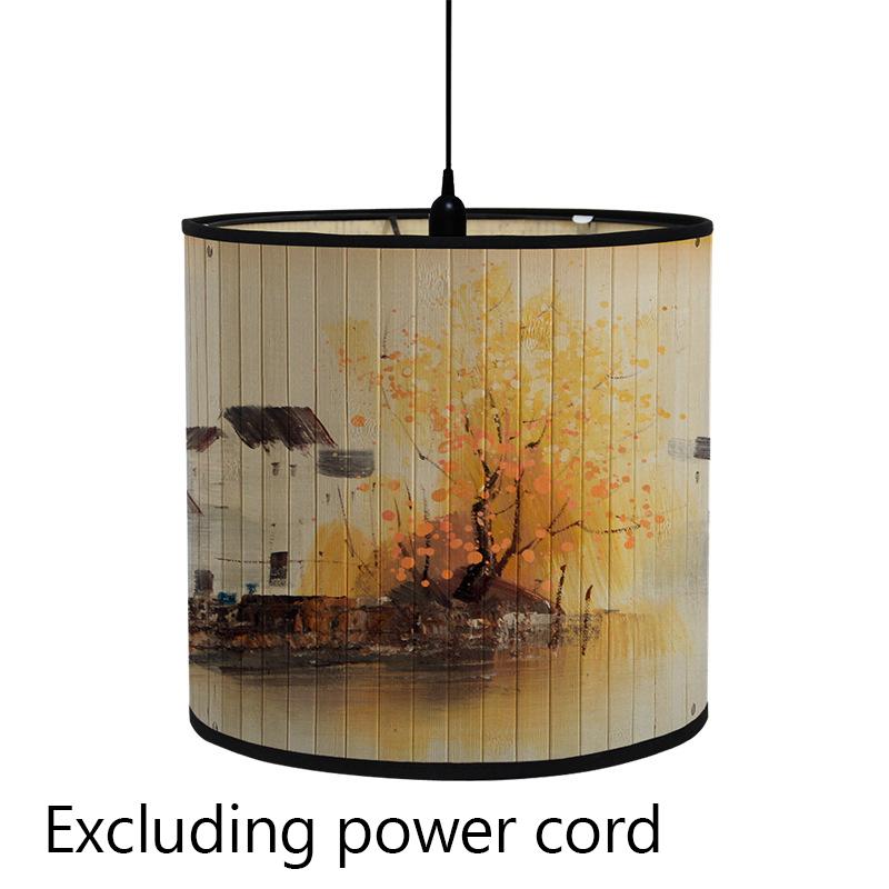 Kwiatowy Ptak Nadruk Klosz Lampy Składany Retro Bambusowy Klosz Lampy Ręcznie Robione Zielone Rośliny Klosze Lampy