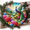 Vintage Peacock Flower Garden Wall Art Tropical Scene Metal Wall Decor