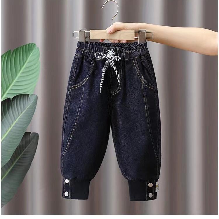 

Мальчиковые брюки Весенне-осенние стили Детские джинсы Брюки с обвязкой ног 120